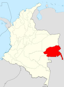 Map showing the Guainia Department.  Click for more information on Colombia.